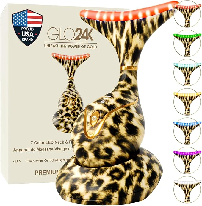 Premium Material GLO24K 7 Color Beauty Device – Triple LED Action Vibration Technology Facial Functional