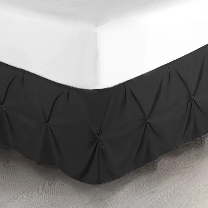 Professional Nestl Pinch Pleat Twin Bed Skirt – 14 quot Drop Premium Microfiber Black Bedskirt Genuine