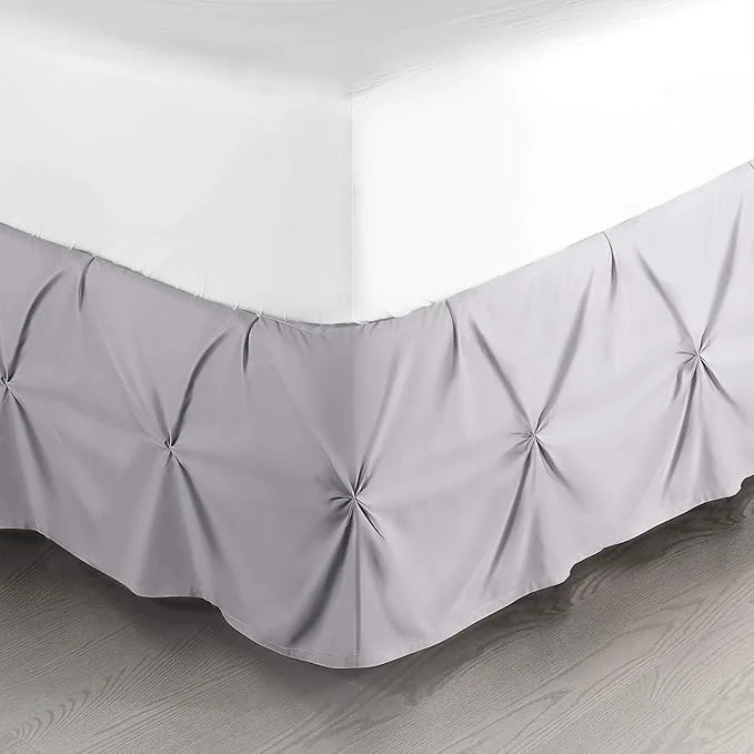Soft Nestl Grey Lavender Bed Skirt Cal King Size Pinch Pleat Cal King Bed Skirt 14 quot Inch Drop Cal King Bedskirt Hotel Quality Grey Lavender Bed Skirts Microfiber Grey Lavender Cal King Size Bed Skirt Selected