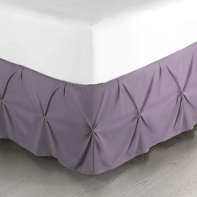 Lightweight Nestl Grayish Purple Bed Skirt Queen Size Pinch Pleat Queen Bed Skirt 14 quot Inch Drop Queen Bedskirt Hotel Quality Purple Bed Skirts Microfiber Bedskirt for Queen Bed Grayish Purple Queen Bed Skirt Outstanding