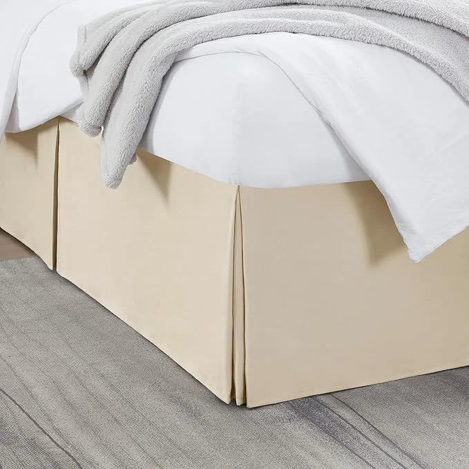 Contemporary Nestl Cream Full Bed Skirt – Full Size 14 Inch Drop – Brushed Microfiber Hotel Quality Pleated Bed Skirt – Shrinkage amp Fade Resistant Certified