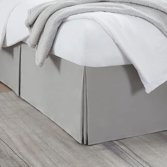 Unique Nestl Silver Full Bed Skirt – Full Size Bed Skirt 14 Inch Drop – Brushed Microfiber Bed Skirts – Hotel Quality Pleated Bed Skirt – Shrinkage amp Fade Resistant Breathable