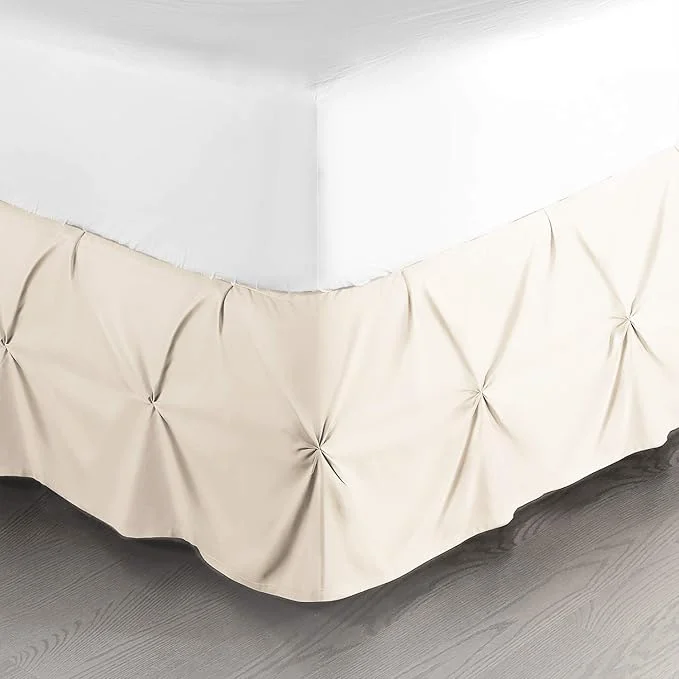 Detailed Nestl Beige Cream Bed Skirt Twin Size Pinch Pleat Twin Bed Skirt 14 quot Inch Drop Twin Bedskirt Hotel Quality Beige Cream Bed Skirts Microfiber Bedskirt for Twin Bed Beige Cream Twin Bed Skirt Organic