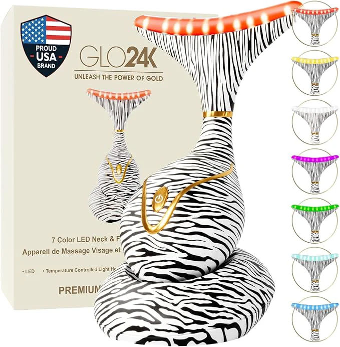 Elegant GLO24K 7 Color Beauty Device – Triple LED Action Vibration Technology Facial Practical