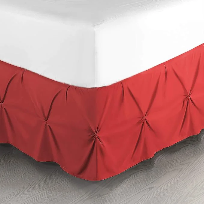 Exceptional Nestl Red Bed Skirt – Cal King Size Pinch Pleat 14 quot Drop Hotel Quality Microfiber Versatile