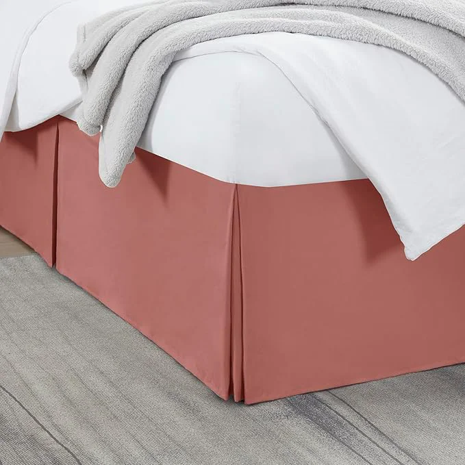 Organic Nestl Pink Clay Twin XL Bed Skirt – Twin XL Size Bed Skirt 14 Inch Drop – Brushed Microfiber Bed Skirts – Hotel Quality Pleated Bed Skirt – Shrinkage amp Fade Resistant Certified