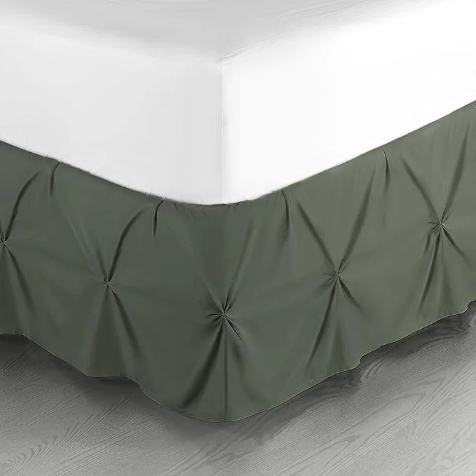 Elegant Nestl Olive Green Bed Skirt Twin Size Pinch Pleat Twin Bed Skirt 14 quot Inch Drop Twin Bedskirt Hotel Quality Olive Green Bed Skirts Microfiber Bedskirt for Twin Bed Olive Green Twin Bed Skirt Smooth