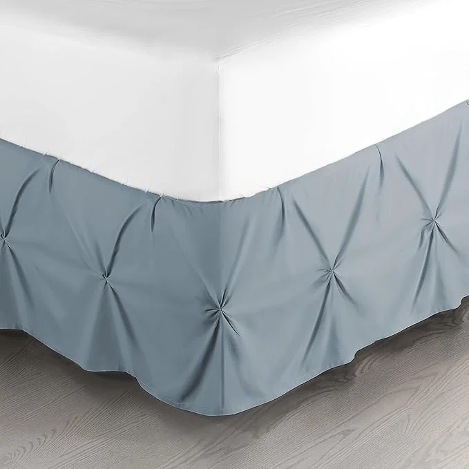 Efficient Nestl Stone Blue Bed Skirt Twin Size Pinch Pleat Twin Bed Skirt 14 quot Inch Drop Twin Bedskirt Hotel Quality Stone Blue Bed Skirts Premium Microfiber Bedskirt for Twin Bed Stone Blue Twin Bed Skirt Lightweight