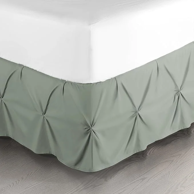 Stylish Nestl Sage Green Bed Skirt Twin Size Pinch Pleat Twin Bed Skirt 14 quot Inch Drop Twin Bedskirt Hotel Quality Sage Green Bed Skirts Premium Microfiber Bedskirt for Twin Bed Sage Green Twin Bed Skirt Outstanding