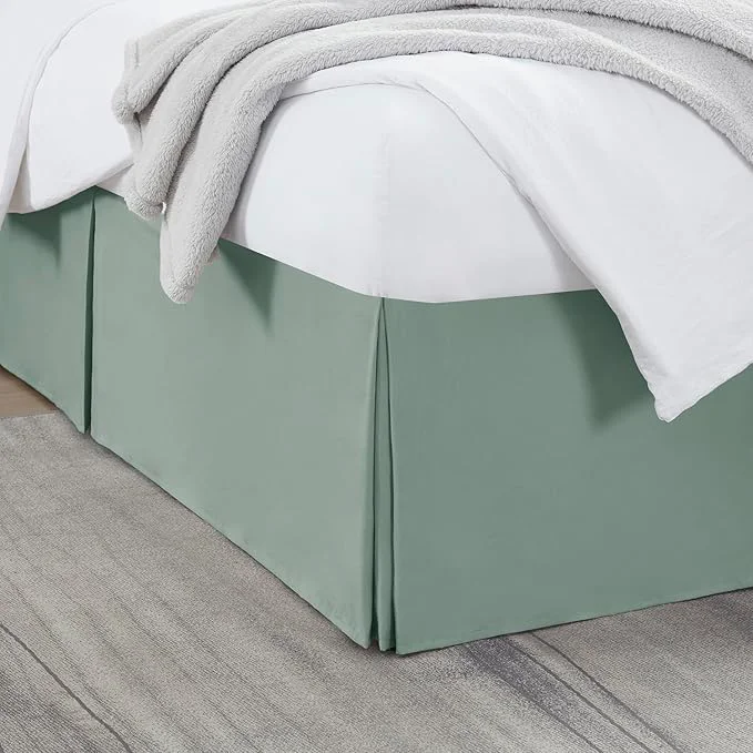 Stylish Nestl Sage Green Bed Skirt Queen Size – Queen Bed Skirt 14 Inch Drop – Brushed Microfiber Bed Skirts – Hotel Quality Pleated Bed Skirt – Shrinkage amp Fade Resistant Original