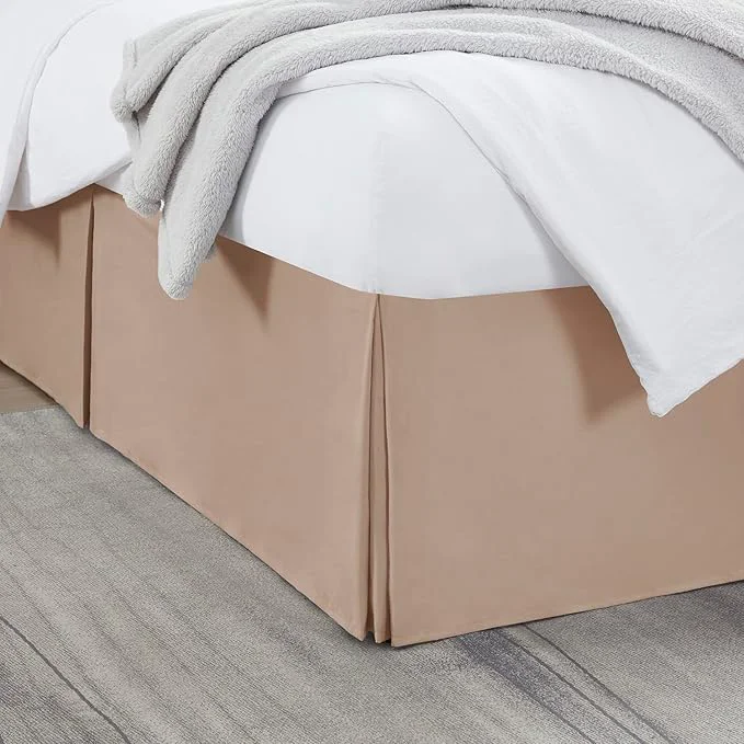 Durable Nestl Taupe Full Bed Skirt – Full Size Bed Skirt 14 Inch Drop – Brushed Microfiber Bed Skirts – Hotel Quality Pleated Bed Skirt – Shrinkage amp Fade Resistant Dependable