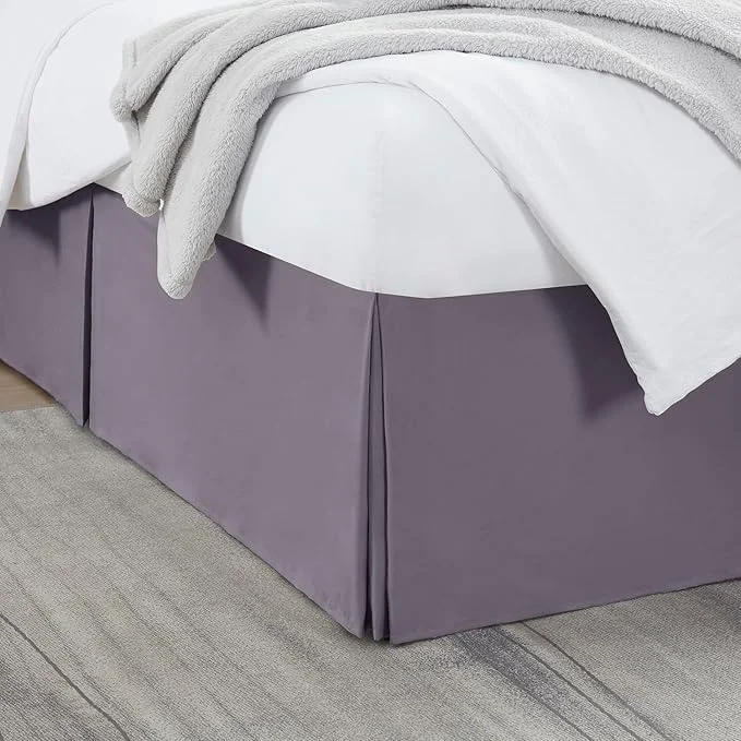 Certified Nestl Grayish Purple Bed Skirt Cal King Size – Cal King Bed Skirt 14 Inch Drop – Brushed Microfiber Bed Skirts – Hotel Quality Pleated Bed Skirt – Shrinkage amp Fade Resistant Dependable