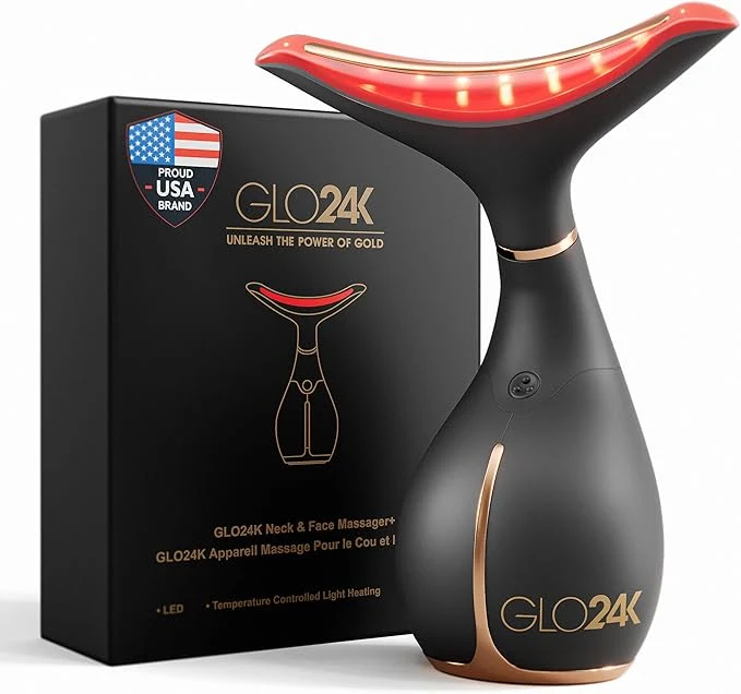 Casual GLO24K Red Light Face Neck Beauty Device – 3-in-1 Facial Massager Tool Healthy