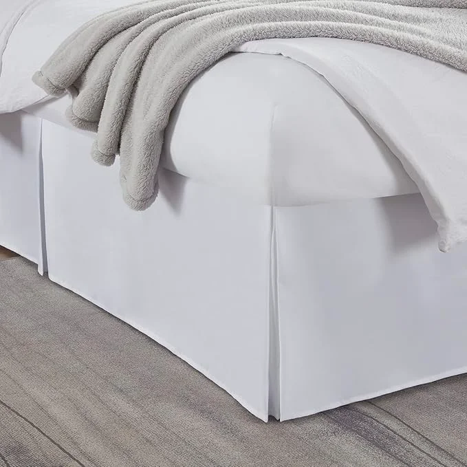 Solid Nestl White Full XL Bed Skirt – Full XL Size Bed Skirt 14 Inch Drop – Brushed Microfiber Bed Skirts – Hotel Quality Pleated Bed Skirt – Shrinkage amp Fade Resistant Modern