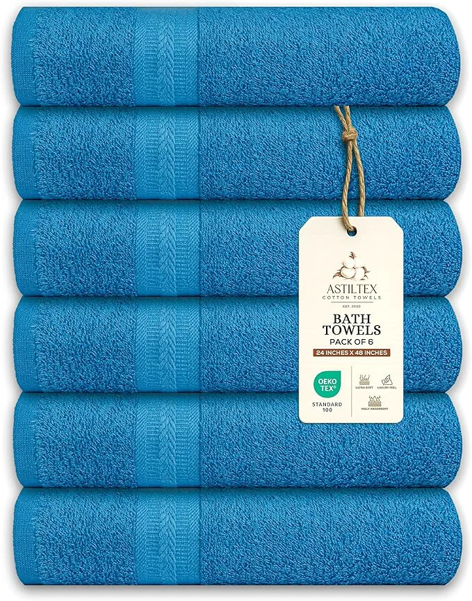 Prestigious Medium Bath Towels Pack of 6 – 24×48 Inches – Soft Quick Dry Highly Fashionable