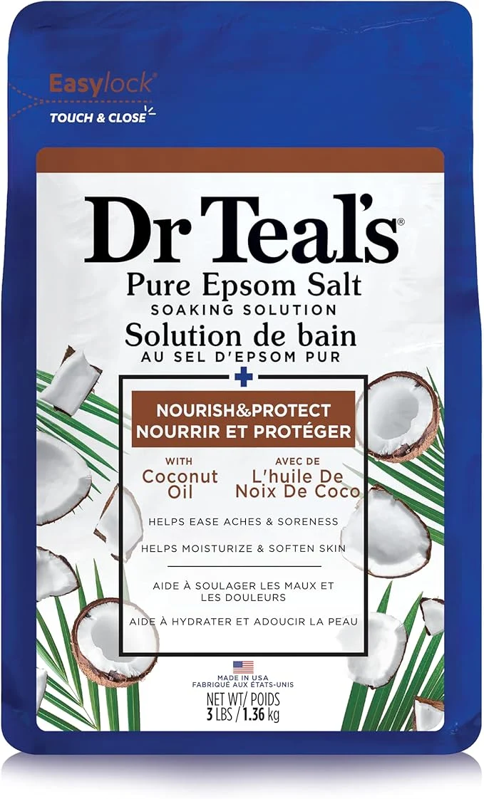 Durable Dr Teal’s Salt Soak with Pure Epsom Salt Nourish Protect with Coconut Oil Reliable