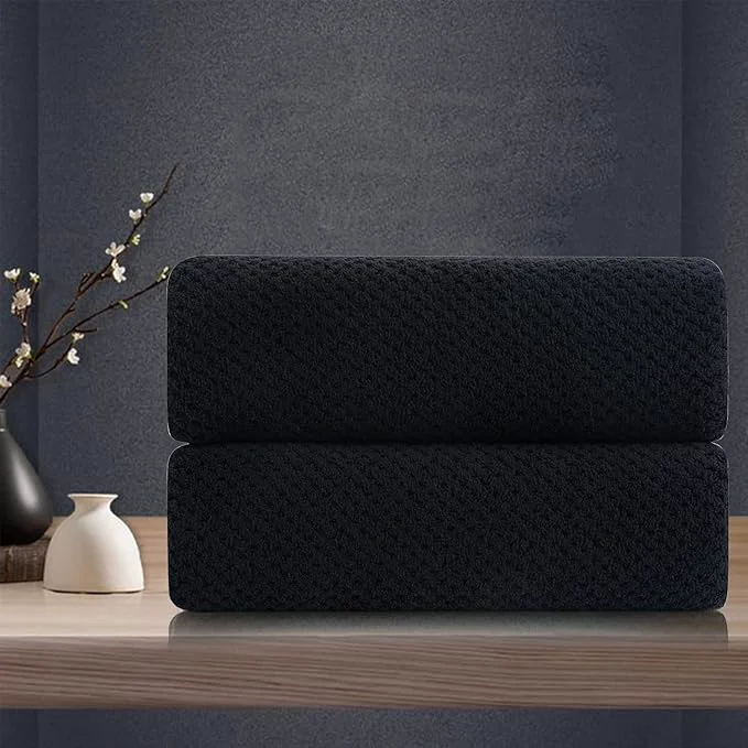 Fast Black Hand Towels Set 2 Pack-16 x31 Ultra Soft Microfibers Bathroom Towel Set Original Design