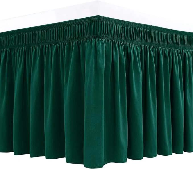 Durable Biscaynebay Wrap Around Bed Skirts for Full amp Full XL Beds 15 quot Drop Christmas Hunter Green Adjustable Elastic Dust Ruffles Easy Fit Wrinkle amp Fade Resistant Silky Luxurious Fabric Machine Washable User-Friendly
