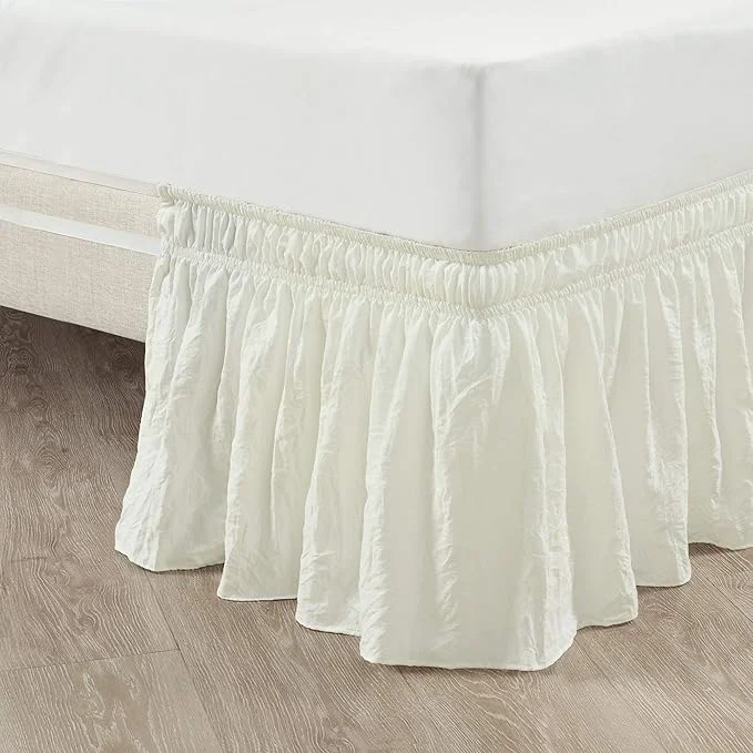 Stylish Lush Decor Ruched Ruffle Elastic Easy Wrap Around Bed Skirt Single Twin Twin XL Full Ivory – Twin Bed Skirt – Dust Ruffle – Cream Bedskirts Expertly Made