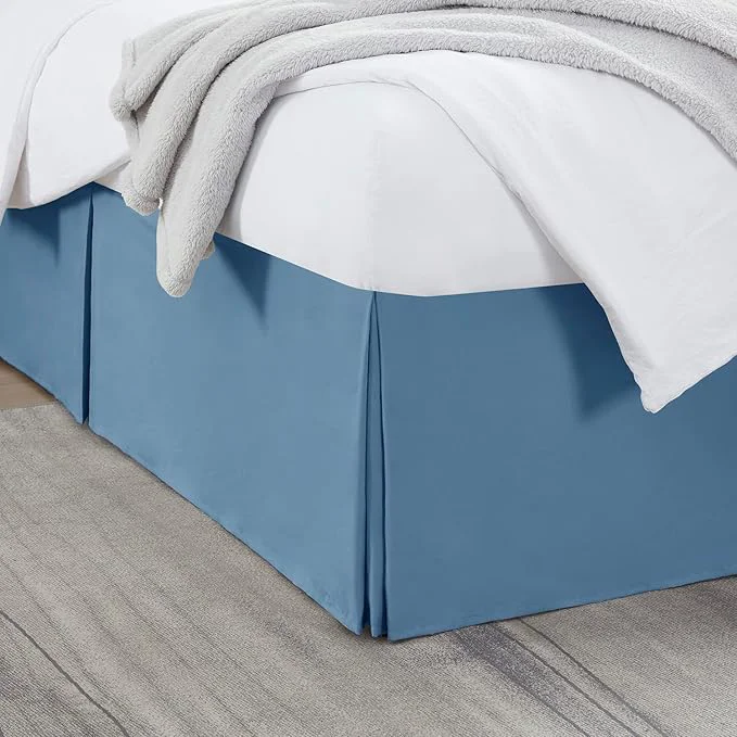 Organic Nestl Blue Heaven Bed Skirt Cal King Size – Cal King Bed Skirt 14 Inch Drop – Brushed Microfiber Bed Skirts – Hotel Quality Pleated Bed Skirt – Shrinkage amp Fade Resistant Elite