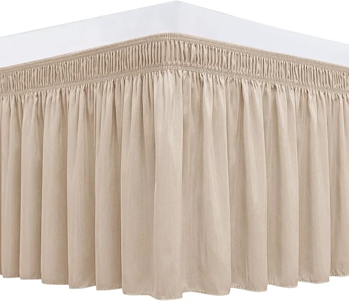 Sophisticated Biscaynebay Wrap Around Bed Skirts for Queen Beds 14 quot Drop Sand Adjustable Elastic Dust Ruffles Easy Fit Wrinkle Resistant Silky Luxurious Fabric Machine Washable Modern