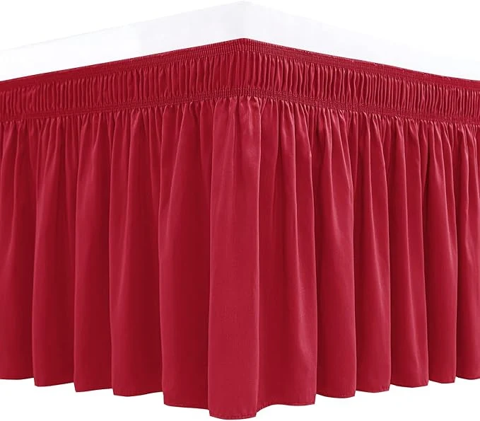 Proven Biscaynebay Wrap Around Bed Skirts for King amp Cal King Beds 15 quot Drop Christmas Red Adjustable Elastic Dust Ruffles Easy Fit Wrinkle amp Fade Resistant Silky Luxurious Fabric Machine Washable Optimized