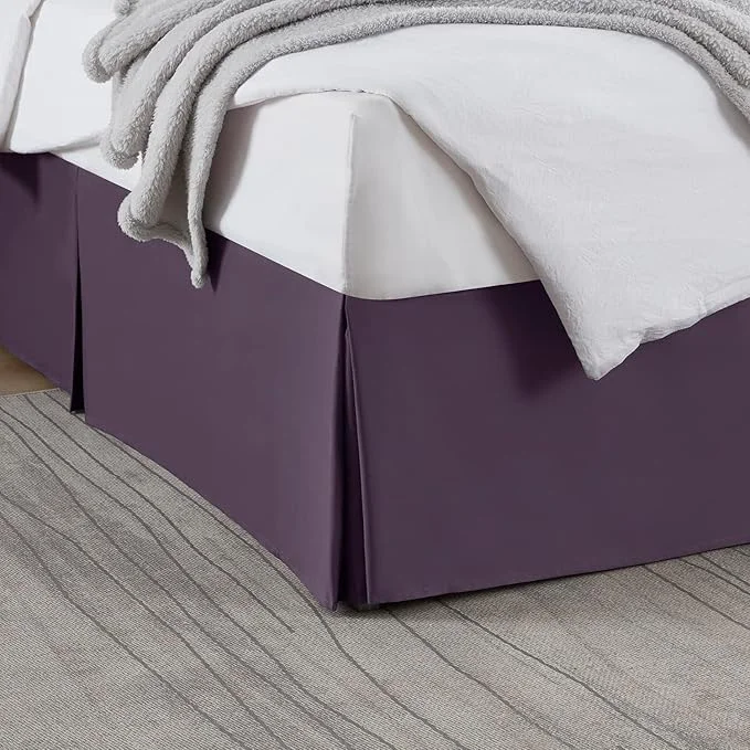 Crafted Nestl Dark Purple Bed Skirt Cal King Size – Cal King Bed Skirt 14 Inch Drop – Brushed Microfiber Bed Skirts – Hotel Quality Pleated Bed Skirt – Shrinkage amp Fade Resistant Original