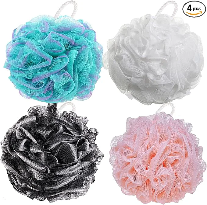 Specialty BTYMS 4 Pieces Shower Loofahs Bath Sponges 60g pcs Mesh Puffs Body Scrub Luffas First-Class