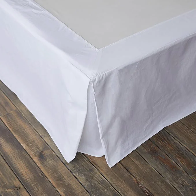 Powerful BISELINA French Linen Wrap Around Bed Skirt with Pleated Corner 18-Inch Tailored Drop Natural Flax Cotton Blend Basic Soft Cozy 18 quot King White Selected