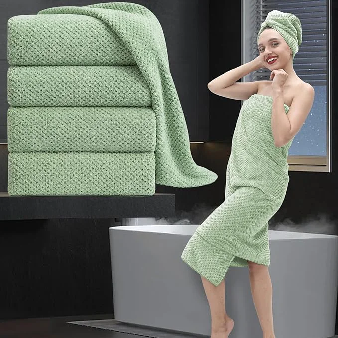 Detailed Extra Large Bath Towel Set of 4 Oversized Bath Sheet Super Soft Highly Expertly Made