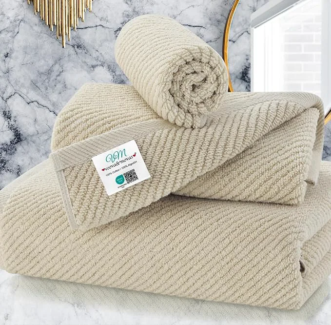 Consistent VOOVA MOVAS Beige Towels for Bathroom Premium