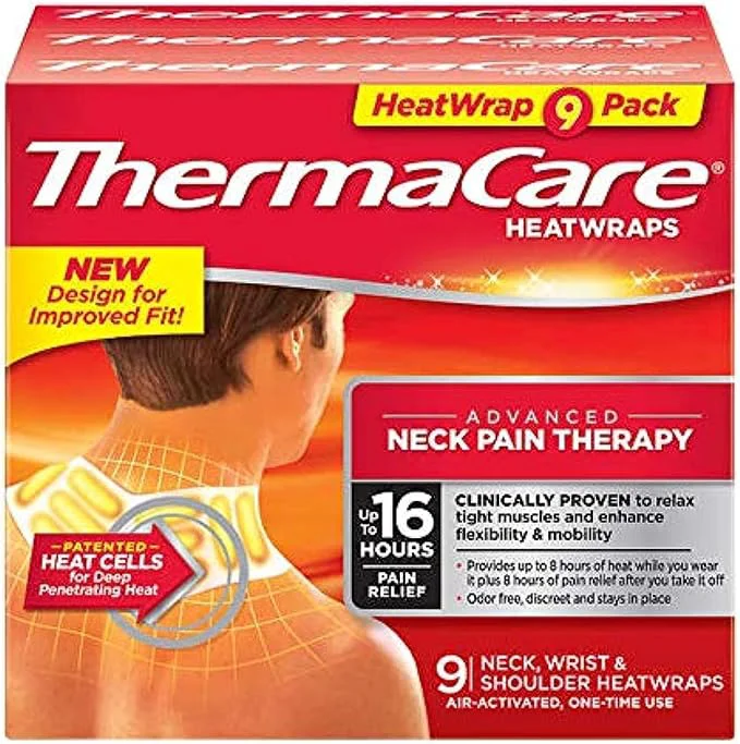 Easy-to-Use ThermaCare Heat Wraps for Neck Shoulder Pain Relief Portable Adhesive Elite
