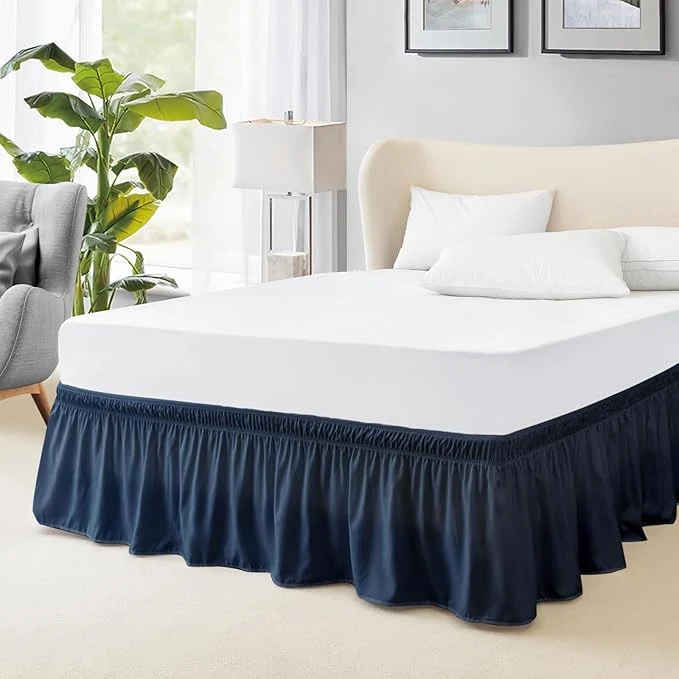 Consistent FreshCulture Queen Bed Skirt Elastic Wrap Around Bed Skirt Queen Size Bed Skirts for Adjustable Bed Easy Fit with 22 Inch Drop Length Hotel Quality Dust Ruffle for Queen Bed Navy Blue Official