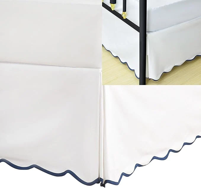 Versatile HIG Queen Bed Skirt – Easy Fit Scallop Edge Pleated Bedskirts With Spilt Coner 12 Inch Drop Anti-Slip Dust Ruffle Thick Fabric for Enhanced Privacy Pre-Washed for Long-Lasting Use Machine Washable Environmentally Friendly