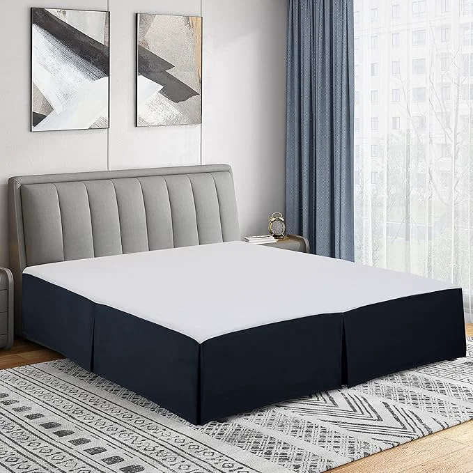 Elite Cathay Home Double Brushed Microfiber Pleated Easy Fit Bed Skirt Ultra Soft Fade and Wrinkle Resistant – Navy Queen Healthy