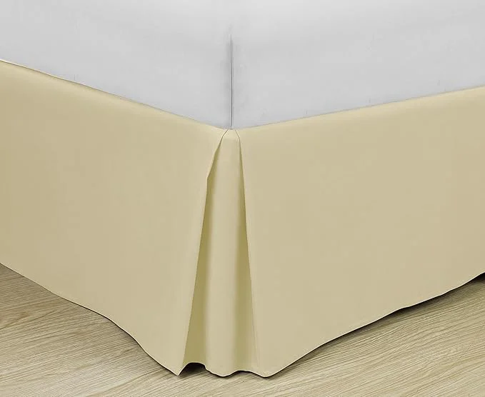Clean Cathay Home Double Brushed Microfiber Pleated Easy Fit Bed Skirt Ultra Soft Fade and Wrinkle Resistant – Cream California King Versatile