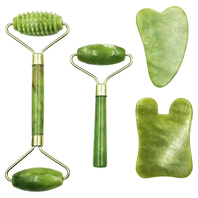 First-Class 4-PCS Gua Sha Set Skin Care Roller Jade Roller Set Face Stone Facial Roller Reliable