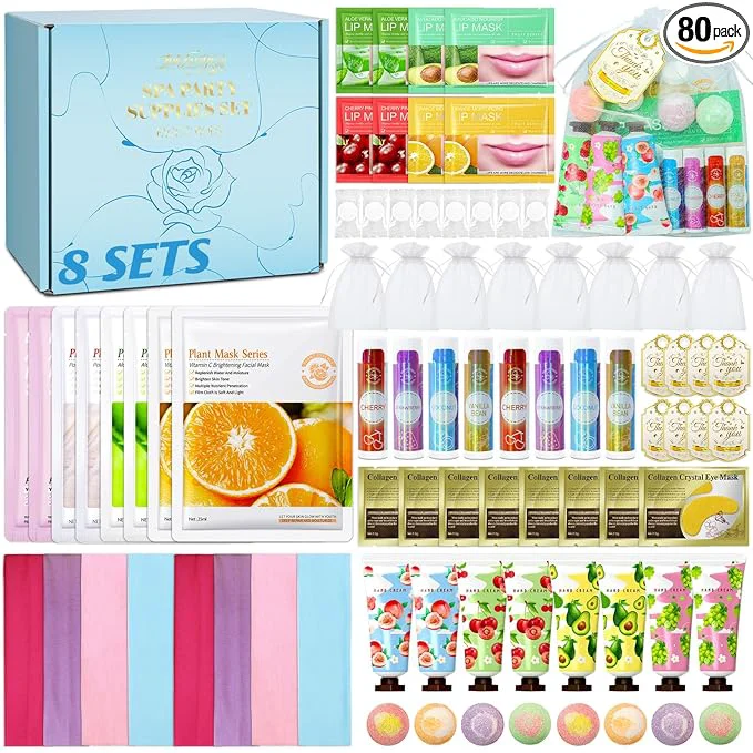 Pure 80PCS Spa Birthday Party Supplies Include Face Masks Lip Balm Hand Cream Dependable