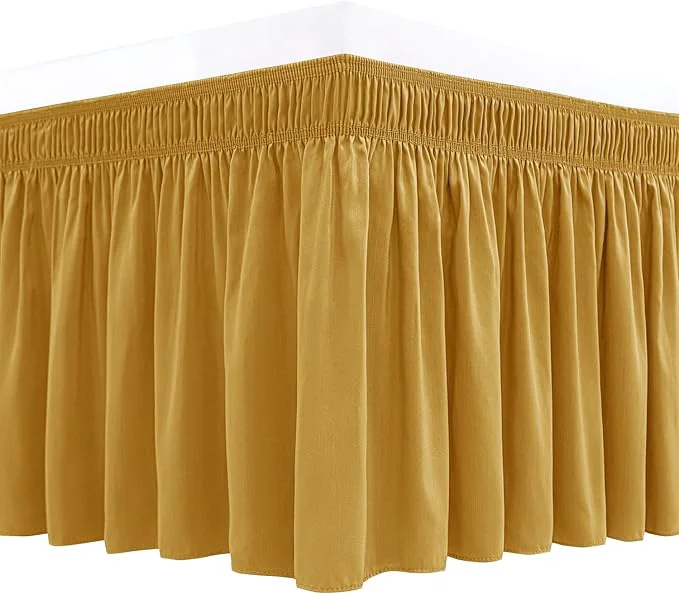Functional Biscaynebay Wrap Around Bed Skirts for King amp Cal King Beds 18 quot Drop Christmas Gold Adjustable Elastic Dust Ruffles Easy Fit Wrinkle Resistant Silky Luxurious Fabric Machine Washable Green