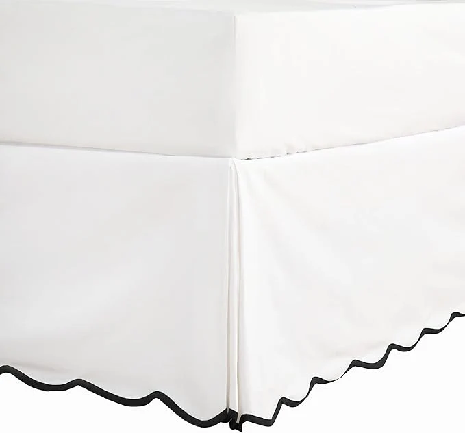 Casual HIG Off-White Chic King Bed Skirt – Easy Fit Scallop Edge Pleated Bedskirts 14 Inch Drop Anti-Slip Dust Ruffle Thick Fabric for Enhanced Privacy Pre-Washed for Long-Lasting Use N60022 First-Class