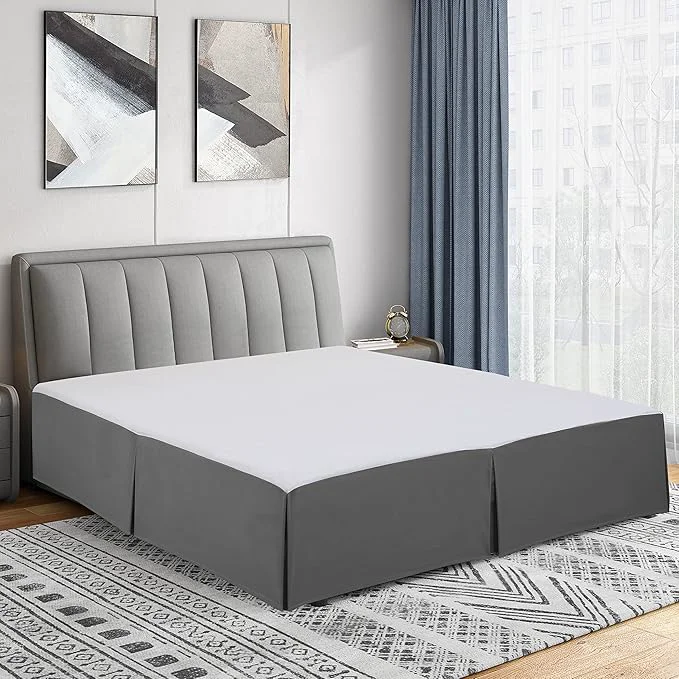 Comfortable Cathay Home Double Brushed Microfiber Pleated Easy Fit Bed Skirt Ultra Soft Fade and Wrinkle Resistant – Gray Full Reliable