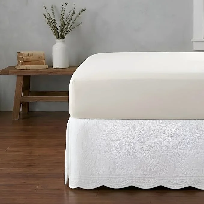 Trusted Greenland Home Paisley Quilted Cotton Bed Skirt White Queen Eco-Friendly