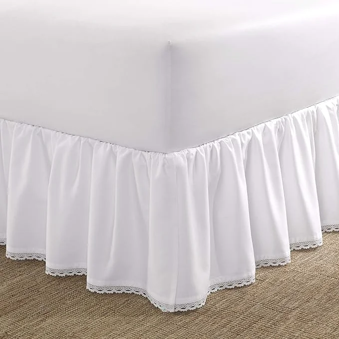 Versatile Laura Ashley Home – Queen Bedskirt Luxury Bedroom Decor Wrinkle amp Fade Resistant Crochet Ruffle White Queen High-Grade