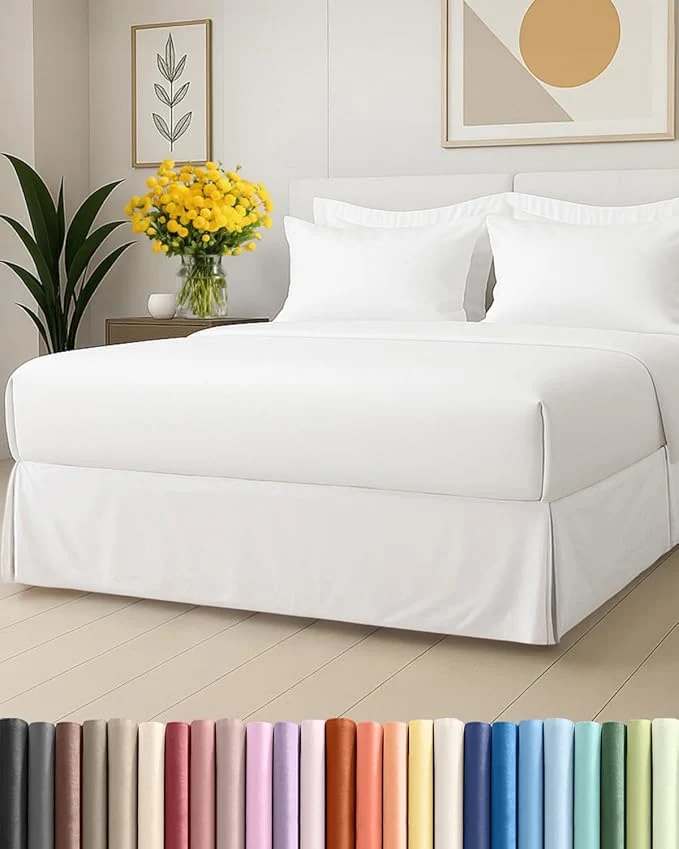 Classic Pleated Bed Skirt King Size – 3 Sided Pleated Bed Skirt King – Ultra-Soft Easy Fit with 18 Inch Tailored Drop – Hotel Quality Wrinkle amp Fade Resistant – for Women Men Kids and Teens – White Carefully Designed