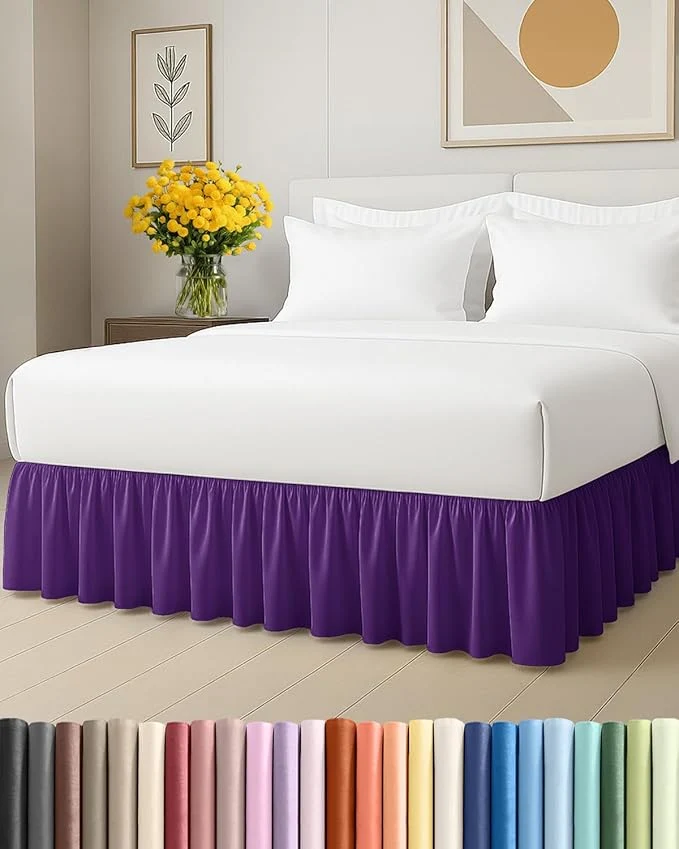 Specialty Bedskirt Full Size Ruffle – 18 inch Drop Dust Ruffle Bed Skirt with Platform – Ultra-Soft Easy Fit Premium Hotel Quality – Wrinkle Fade amp Shrink Resistant – for Women Men Kids and Teens – Purple Original
