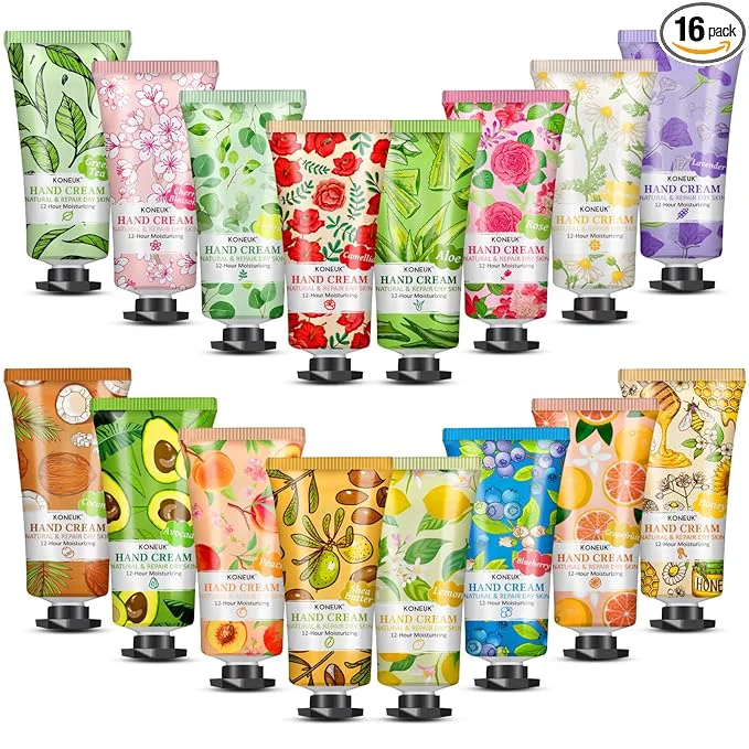 Casual KONEUK 16 Pack Hand Cream Gifts Set Bulk Hand Lotion Travel Size Quality