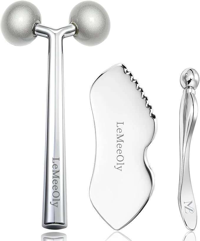 Artisan LeMeeOly 2Pcs Gua Sha Facial Tools Stainless Steel Detailer GuaSha Set First-Class