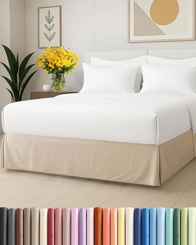 Eco-Friendly Pleated Bed Skirt Twin Size – 3 Sided Pleated Bed Skirt Twin – Ultra-Soft Easy Fit with 18 Inch Tailored Drop – Hotel Quality Wrinkle amp Fade Resistant – for Women Men Kids and Teens – Cream Effective