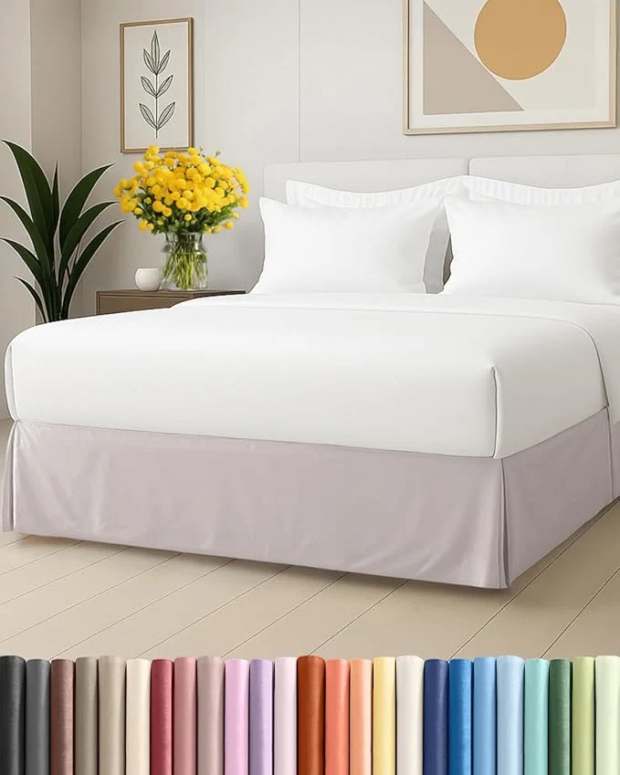 Versatile Pleated Bed Skirt Twin Size – 3 Sided Pleated Bed Skirt Twin – Ultra-Soft Easy Fit with 12 Inch Tailored Drop – Hotel Quality Wrinkle amp Fade Resistant – for Women Men Kids and Teens – Light Grey Trusted