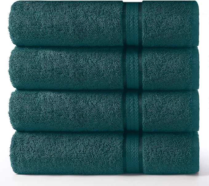 Consistent Cotton Craft Ultra Soft 4 Pack Oversized Extra Large Bath Towels 30×54 Teal World-Class